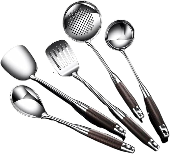 Kitchen Utensils Set，Cooking Utensils Kitchen Tools Gadgets 5 Pieces Sets Spoons for Cooking Spatulas 316 Stainless Steel Cooking Utensils Spatulas Spoons