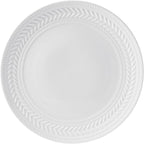 Pfaltzgraff Josephine 24-Piece Dinnerware Set, Porcelain Dish Set with Embossed Basket Weave Design, Service for 8, White Plates and Bowls Sets, Microwave and Dishwasher Safe