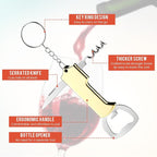 Ziliny 24 Pcs Bottle Opener Keychain Bulk Wine Bottle Beer Opener Keychain 3.27" Stainless Steel Corkscrew Waiter Corkscrew Wine Keyring Gifts for Christmas Bar Party Wedding Home (Gold)