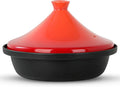 Moroccan Tagine for Cooking: Enameled Cast Iron Cooking Pot, Slow Cooker, Classic Kitchen Cookware, Tajine with Ceramic Cone-Shaped Closed Lid, 3.3 QT, Orange