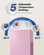Upstreman 3.2 Cu.Ft Mini Fridge with Freezer, Single Door Compact Refrigerator, Adjustable Thermostat, Small Refrigerator for Dorm, Bedroom, Office, Pink-BR321