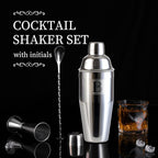 24oz Cocktail Shaker Set with 1 oz 2oz Jigger - Monogramm Initials Martini Shaker Set - 304 Stainless Steel Bar Shaker for Margarita,Mojito-Personalized Gift for Friend,Husband-A