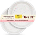 SJ 6 Inch Silicone Round Cake Pan with Metal Reinforced Frame Set of 2, Nonstick Silicone Cake Mold for Baking Suitable for Making Layers, Cheese & Chocolate Cakes