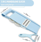 NACOLUS 5 in 1 Mandoline Slicer for Kitchen, Vegetable Slicer Multi Blade Potato Chip, Veggie shredder, Vegetable Cutter, Julienne Shredder and peeler For Small Job In Kitchen Blue