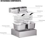 20.7Qt Deep Fryer, 3400W Electric Countertop Deep Fryer with 2 x 6.35 QT Removable Basket Commercial Deep Fryers Frying Machine w/Temperature Control