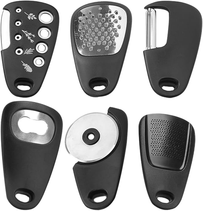 Artibetter Multi-functional Kitchen Tool Set with Vegetable Peeler, Cheese Grater, Pizza Cutter, Bottle Opener, and Garlic Ginger Crusher – Stainless Steel, Compact Small Tools for Cooking
