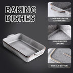 KOOV Bakeware Set, Ceramic Baking Dish Set, Rectangular Casserole Dish Set, lasagna Pan, Baking Pans Set for Cooking, Cake Dinner, Kitchen, 9 x 13 Inches, Reactive Glaze 3-Piece (Variable Grey)