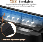 Indoor Grill, CUSIMAX Electric Smokeless Grill & Griddle with REPLACEABLE Smoke Filter Sponge, 1500W Korean BBQ Grill, Smart LED Display, Larger Grilling Area, Black(New Model)