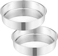 E-far 11 Inch Cake Pan Set of 2, Stainless Steel Large Round Baking Pans Tins, Non-Toxic & Leak-Proof Mold for Birthday Wedding Layer Tiered Cake, Easy Clean & Dishwasher Safe