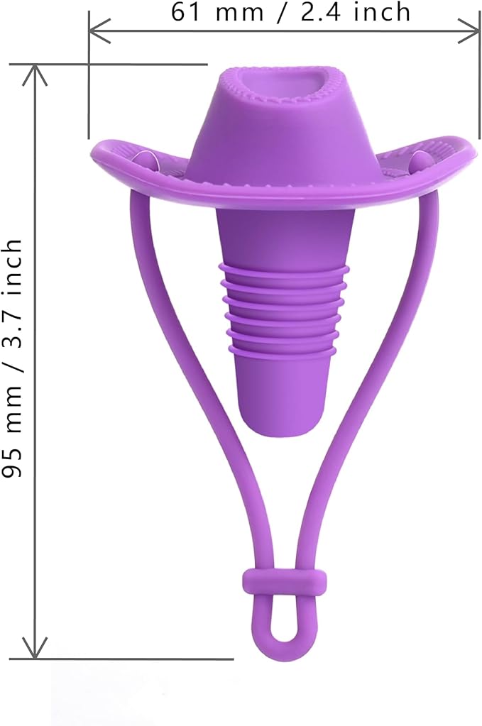 Silicone Wine Stopper Cute Wine Accessories Reusable Sealing plug Fun Cowboy Hat bottle Seals keep wine fresh Gifts for Wine Collector replacement Corks (Purple+Pink)