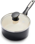 GreenPan Rio Healthy Ceramic Nonstick 2QT Saucepan Pot with Lid, PFAS-Free, Dishwasher Safe, Black