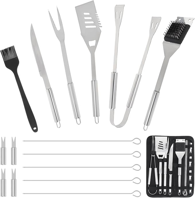 BBQ Grill Accessories Set, 14Pcs Barbecue Grill Tools, Stainless Steel BBQ Utensil Kit with Case for Smoker Camping, Idea Choice for Outdoor Kitchen Cooking, Gift for Men, Thanksgiving Day, Christmas