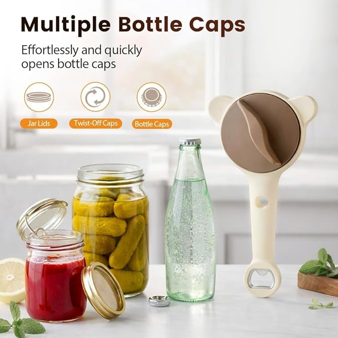 Multi-Functional Retractable Jar & Bottle Opener, Magnetic Stainless Steel Can Opener with Ergonomic Handle, Friendly Kitchen Gadget