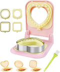 3-in-1 Uncrustable Sandwich Maker - Heart/Circle/Square Crustless Sandwich Cutter & Sealer for Kids' Lunch, Breakfast & Lunchboxes | BPA-Free Uncrustable Press, Easy Clean (3-Shape Pink)