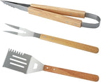 Grilling BBQ Tool Accessories Set, 3PCS Stainless Steel Spatula/Tong/Fork with Wood Handle, Barbecue Grill Utensils for Outdoor, Ideal BBQ Set Grilling Tools for Outdoor Camping Housewarming Party