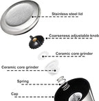 Gulex® Salt and Pepper Grinder Set Pepper Mill, Sea Salt Shaker Refillable, Adjustable Coarseness, Stainless Steel with Ceramic Rotor (Set of 2)