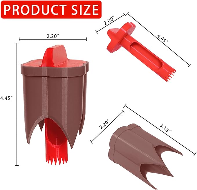 Pepper Corer, 2 in 1 Red Bell Pepper Seed Corer Remover Tool, Fruit & Vegetable Corers Quick Cave Tools for Jalapeno Cutter Deseeder, Red Brown, 2 PCS