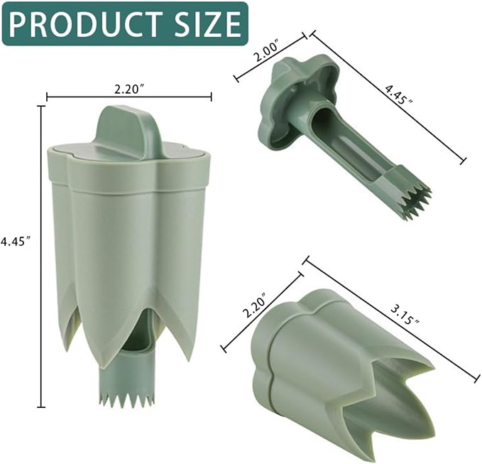 Pepper Corer, 2 in 1 Red Bell Pepper Seed Corer Remover Tool, Fruit & Vegetable Corers Quick Cave Tools for Jalapeno Cutter Deseeder, Green, 3 PCS