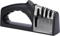 4-in-1Manual Knife Sharpener Suitable for kitchen knives, fruit knives, steel knives, scissors, and 3-level precision sharpening.Non slip base, suitable for home use (black) (1)