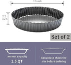 11 x 2 Inches Deep Dish Tart Pan Set of 2, Nonstick Tall Tart Quiche Pan, Carbon Steel Deep-dish Pie Pan with Removable Loose Bottom for Baking Thanksgiving Christmas