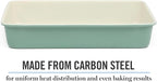 Martha Stewart Gallen 13 x 9 Inch Rectangular Nonstick Carbon Steel Cake and Baking Pan – Teal, Durable Bakeware for Even Cooking and Easy Release