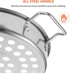Stainless Steel Large Hole Colander for Shrimp Pasta & Vegetables - Mesh Strainer with Comfortable Grip for Kitchen Use