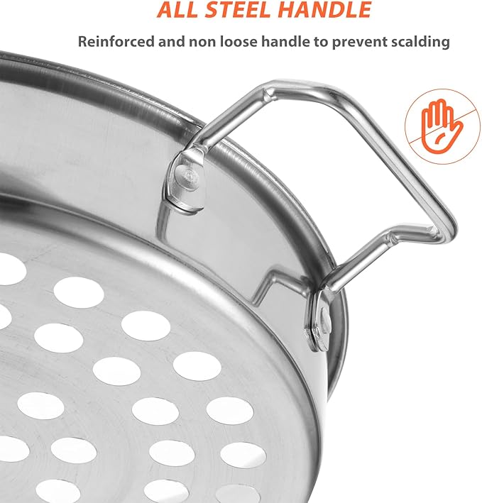 Stainless Steel Large Hole Colander for Shrimp Pasta & Vegetables - Mesh Strainer with Comfortable Grip for Kitchen Use