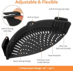 YEVIOR Clip on Strainer for Pots Pan Pasta Strainer, Silicone Food Strainer Hands-Free Pan Strainer, Clip-on Kitchen Food Strainer for Spaghetti, Pasta, Ground Beef Fits All Bowls and Pots (Black)