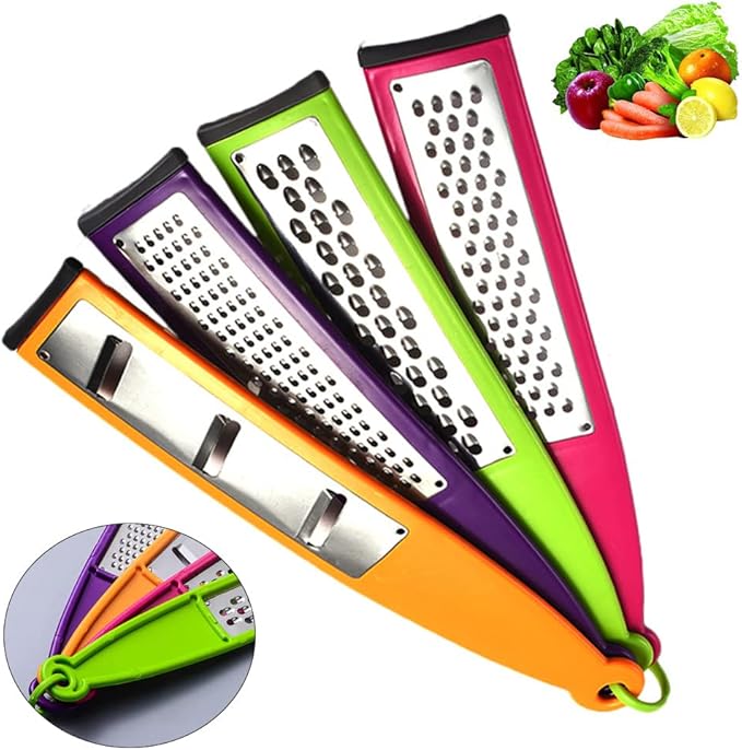 4PCS Multi-Purpose Vegetable Slicer Set Stainless Steel Cheese Grater & Vegetable Chopper for Vegetables Fruits Hand-held Shredder Cutter Grater Slicer Kitchen Tool