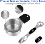 Magnetic Measuring Cups & Spoons Set, Strong N45 Magnets, Heavy Duty Stainless Steel Fits in Spice Jars for Baking & Cooking, BPA Free, Round Set of 15 with Leveler,Dark Black