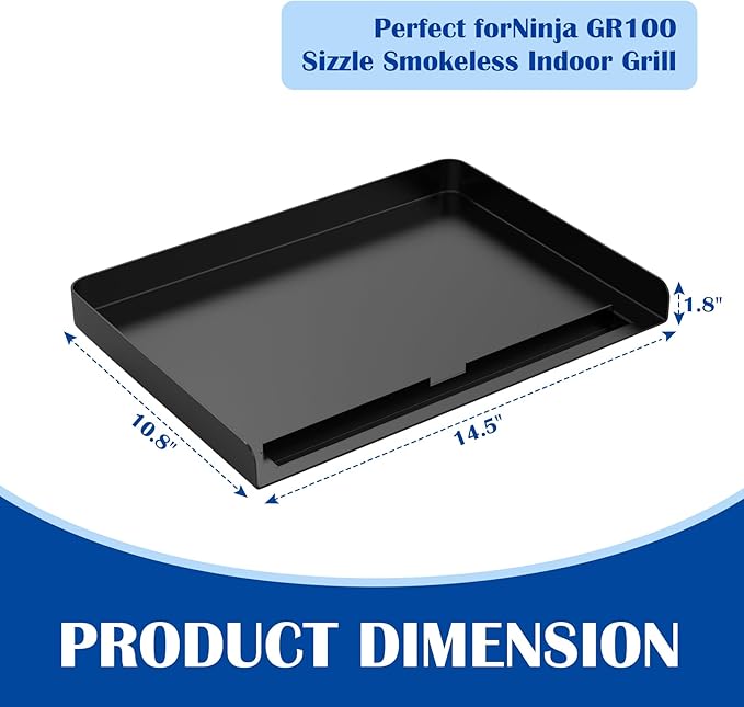 Griddle Plate for Ninja GR101 Sizzle Smokeless Indoor Grill, 14 inch Flat Top Grill Plate for Ninja Smokeless Sizzle GR100 Series Griddle Attachment Accessories, Non-stick GR101 Accessories