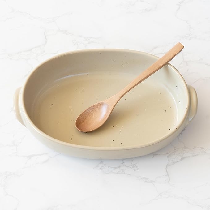 Banko Ware Au Gratin Dish, Large, Diameter Approx. 11.8 inches (30 cm), Heat Resistant, Pottery, Oven Safe, Direct Fire, Microwave, Dishwasher Safe, Beige, Made in Japan