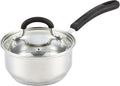 Cook N Home 1 Quart Stainless Steel Saucepan with Lid, Induction Compatible Milk Pot, Stay-Cool Silicone Handle, Mirror Polished 18/10 Cookware, Dishwasher & Oven Safe, Silver
