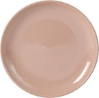 Gibson Home Rockaway 12 Piece Plates and Bowls Matte Outside/Shiny Inside Glaze Service for 4 Dinnerware Set - Pink - Dishwasher and Microwave Safe