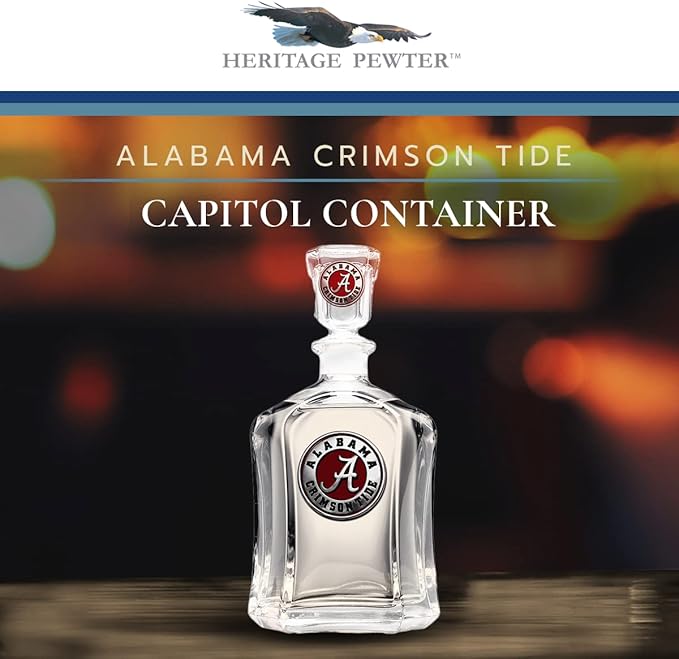 Heritage Pewter Alabama Capitol Container | 24 OZ Glass Container | Expertly Crafted Pewter Glass