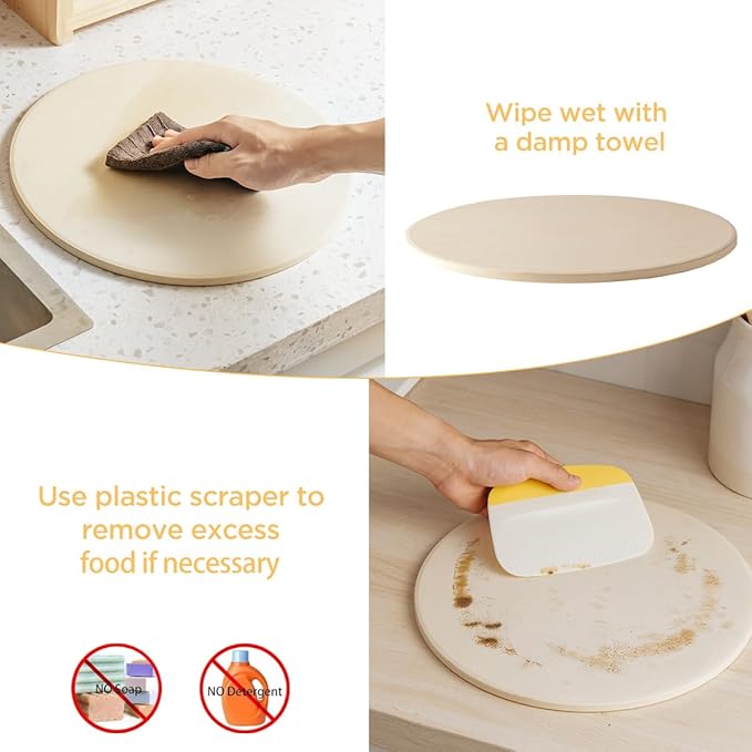 Pizza Stone for Oven and Grill, Heavy Duty Cordierite Baking Pan, Round Baking Stone for Bread, Cookie, 14 Inch