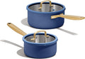 CAROTE 1.5QT & 3.0QT Stainless Steel Saucepan Set, Tri Ply Stainless Steel Sauce Pans with Lids, Small Kitchen Pots Milk Pots, Oven Safe, All Stove Compatible, Non Toxic, Blue