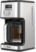 Gevi 14-Cup Programmable Coffee Maker, Drip Coffee Machine with Normal & Strong Brew for Home and Office, Glass Carafe, 2-Hour Keep Warm, Pause & Serve, Auto Shut Off, Silver