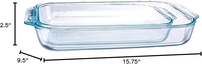 Pyrex Clear Glass Casserole Baking Dishes Set – 233 (3-Qt) and 232 (2-Qt) Rectangular Oven Bakeware – Perfect for Casseroles, Brownies, Food Preparation and so much More - Made in the USA