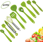 10pcs Silicone Utensils Set, Heat-Resistant, Non-Stick, Safety Health, Silicone Baking Kitchen Cooking Tool Sets (Green)