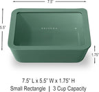 Ceramic Coated Glass Food Storage Container | No PTFE, PFOA, PFAS, and BPA | Reusable Non Toxic Meal Prep Container with Glass Lid | Easy To Store | 3 Cup Rectangle [Pine]