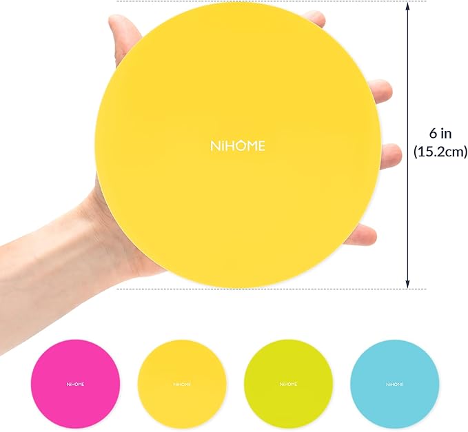 NIHOME Silicone Jar Opener – 6 Inch Large Anti-Slip Grip Pads, Premium 100% Food-Grade Silicone, Stylish Designer Colors, Multi-Purpose Heat-Resistant Mat & Coaster, Set of 4 (Fluorescent Colors)