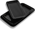DELLING Large Serving Platter Set of 3, 16/14/12 Inch Porcelain Serving Trays for Party - Black Ceramic Rectangular Platters for Entertaining,Platter for Thanksgiving Christmas, Dishwasher Oven Safe