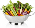 5.5-Quart Kitchen Colander, Stainless Steel Pasta Strainer with Handle and Base for Vegetables, Fruit, Spaghetti