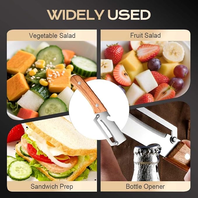 Multi-Functional Vegetable Peeler, Stainless Steel Blade with Wooden Handle for Fruits and Vegetables (1 Pc)