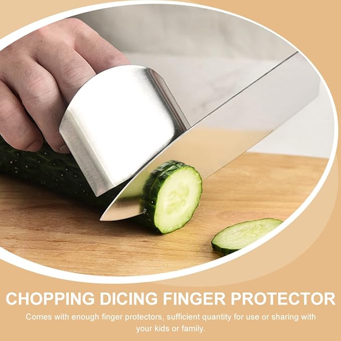 SHINEOFI 8pcs Stainless Steel Finger Guards Kitchen Hand Protectors Safety Cutting Guards for Vegetable and Fruit Chopping Dicing Cooking Tool Set