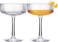 ACRYLIC Ribbed Coupe Glasses Set of 2 – 8oz Clear Shatterproof Acrylic (NOT GLASS) Cocktail, Martini & Champagne – 4in Dia 5.5in Tall, Reusable Plastic Cocktail Coupes, Towers, Indoor & Outdoor Use