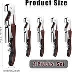 4 Pieces Professional Waiter Corkscrew Wine Openers,Wine red Wine Keys Opener Stainless Steel Hinges Serrated Foil Cutter for Restaurant Waiters, Sommelier, Bartenders (Wine red)