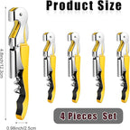 4 Pieces Professional Waiter Corkscrew Wine Openers, Yellow Wine Keys Opener Stainless Steel Hinges Serrated Foil Cutter for Restaurant Waiters, Sommelier, Bartenders (Yellow)