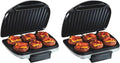 Hamilton Beach Electric Indoor Grill,6-Serving,Large 90 sq. in. Nonstick Easy Clean Plates,Floating Hinge for Thicker Foods,1200 Watts,6.38"D x 12.68"W x 13.78"H,Silver (25371),(Pack of 2)